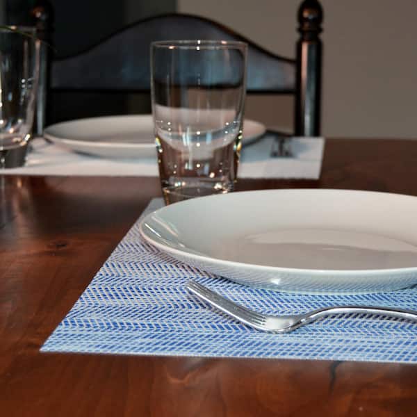 Kraftware EveryTable 18 in. x 12 in. Blue Waves PVC Placemat (Set