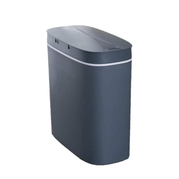 FAWEY TRED INC 3.6 Gal. Grey Rectangular Touchless Trash or Kick Plastic Automatic Trash Can with Lid