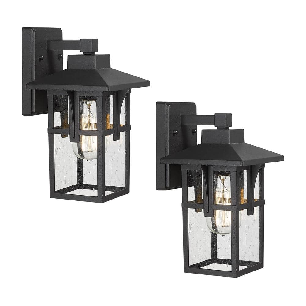 Black Outdoor Hardwired Wall Lantern Sconces with Seeded Glass Shade No Bulbs Included (2-PacK) price history on PriceWatchPro