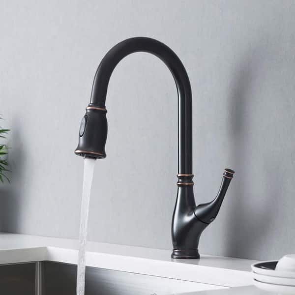 16.38 in. H 1.8 GPM Pull Down Sprayer Kitchen Faucet with 360° Spout Swivel, Soap Dispenser in Oil Rubbed Bronze