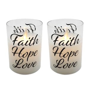 Battery Operated LED Candles - Faith Hope Love (Set of 2)