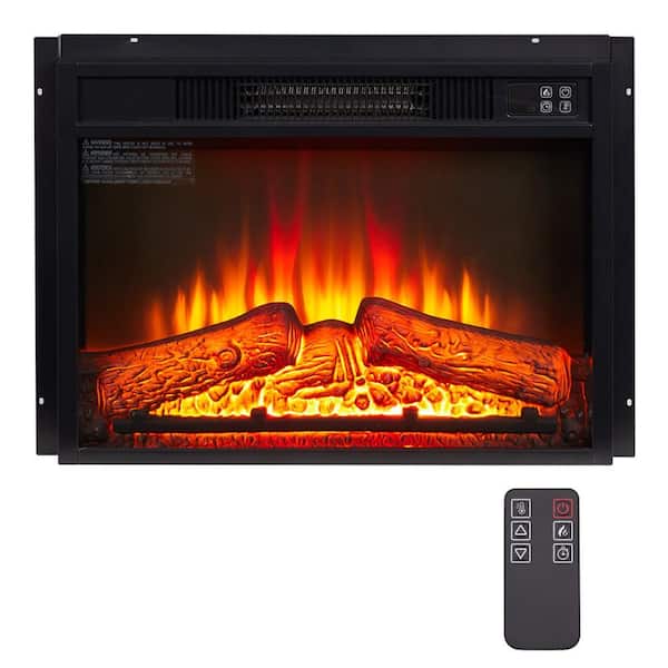 23 in. W x 17.13 in. H 400 sq. ft. 1400-Watt 120-Volt Electric Fireplace Insert in Black