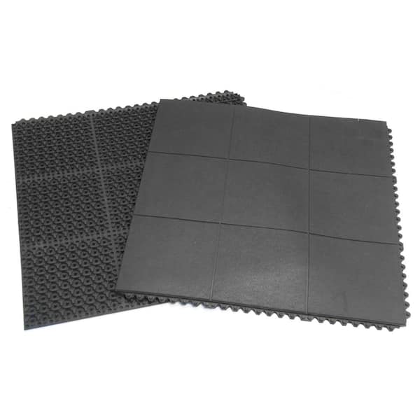 Rubber-Cal Eco-Drain 5/8 in. x 20 in. x 20 in. Black Interlocking Rubber  Tiles Commercial Floor Mat (16-Pack, 44.44 sq. ft.) 03-241-16pk - The Home  Depot