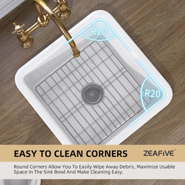 Zeafive Arco 18 in. White Bar Sink Drop-In / Undermount Dual Mount