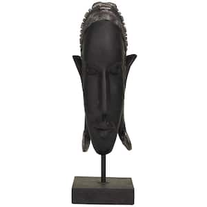 8 in. x 16 in. Black Polystone African Woman Sculpture