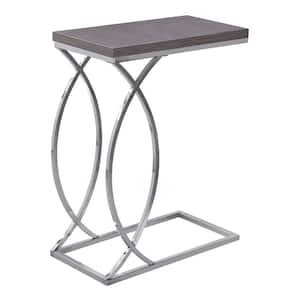 Jasmine 25 in. Grey MDF and Chrome Metal Accent Table