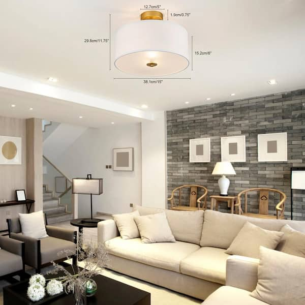 Linen flush store mount ceiling light