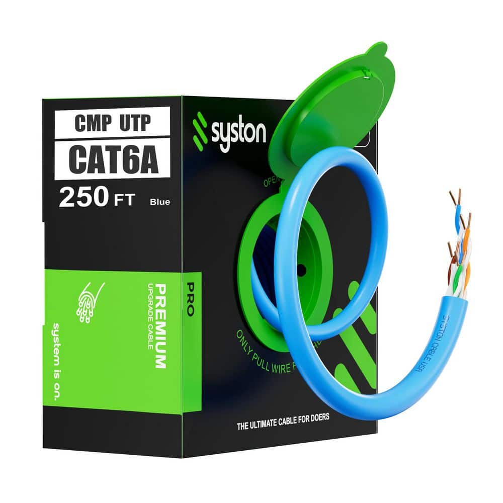 250 ft. Cat6A UTP CMP Plenum Bulk Ethernet Cable, Blue, 23 AWG Solid Bare Copper, 10-Gig PoE 750 MHz Sunlight Resistant price history on PriceWatchPro