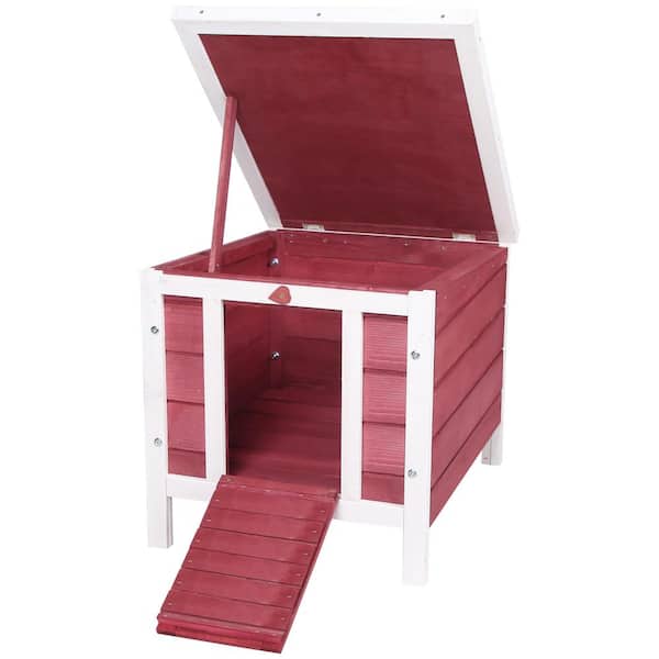 PawHut Red Wooden Dog Cage Bunny Rabbit/Guinea Pig House - Small