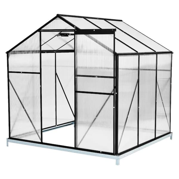 Garvee 75 in. W x 75 in. D x 72 in. H Outdoor Polycarbonate Walk-in Hobby Greenhouse with Sliding Door and Roof Vent