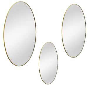 . 5-in. W x 13.77-in. H Gold Trim Framed Oval Mirrors, Set of 3