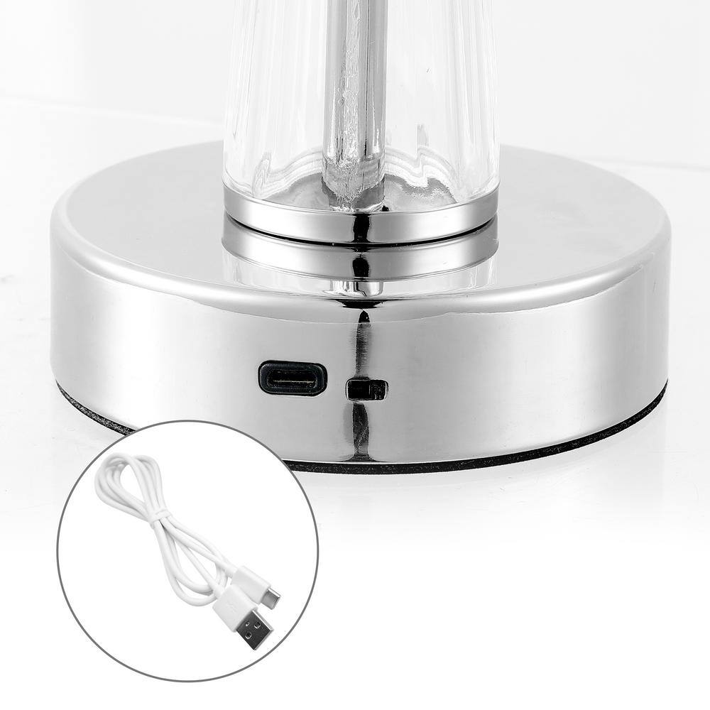 Madelyn Clear Acrylic Rechargeable LED Table Lamp with Faceted Shade