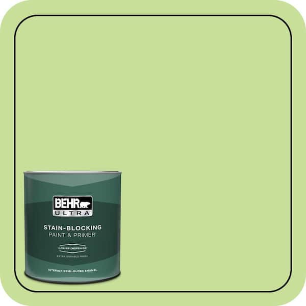 BEHR ULTRA 1 qt. #420A-3 Key Lime Extra Durable Semi-Gloss Enamel Interior Paint & Primer