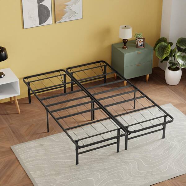Furniture of America Zephyra Black Metal Foldable Frame Full Platform Bed with Underbed Storage