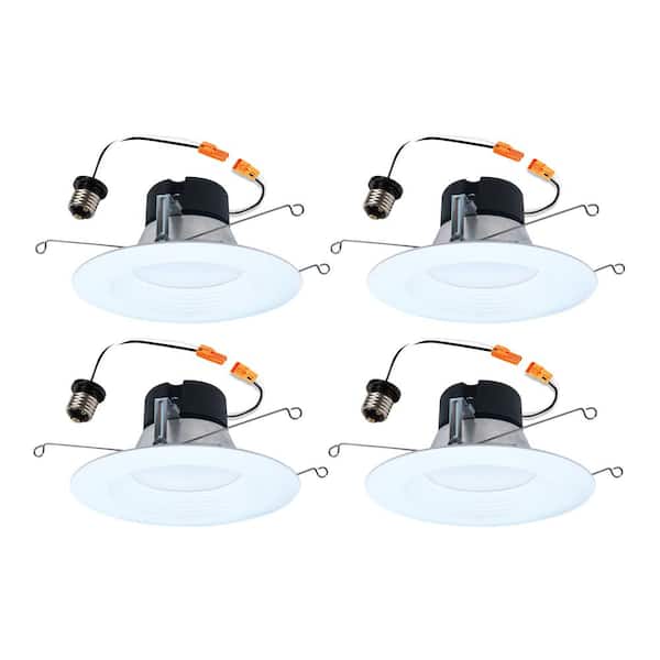 LT 5/6 in. Adjustable Integrated LED Recessed Light Trim Retrofit Module with Baffle Trim 5CCT 750lm (4-Pack)