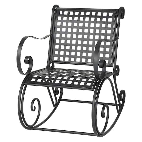 Karl home Black Metal Outdoor Rocking Chair