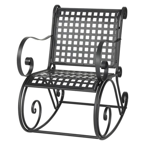 black wrought iron rocking chair