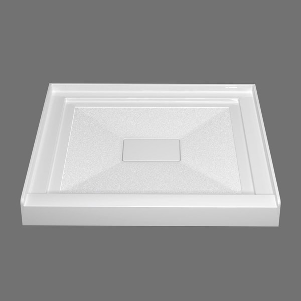 Zeafive Siba 32 in. L x 32 in. W Acrylic Alcove Shower Pan Base with Center Drain Non-slipper Square Single Threshold in White