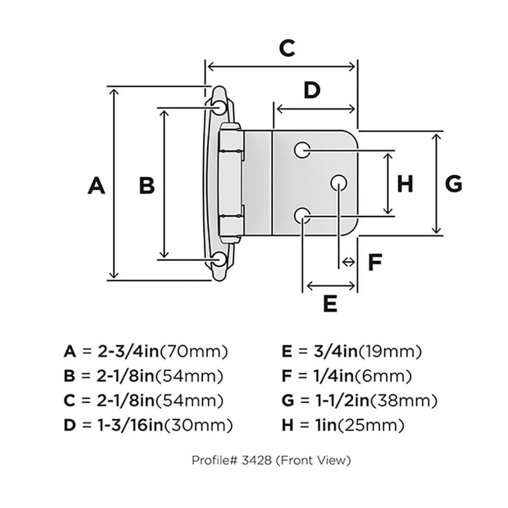 Champagne Bronze 3/8 Inch Inset Self-Closing Cabinet Hinge
