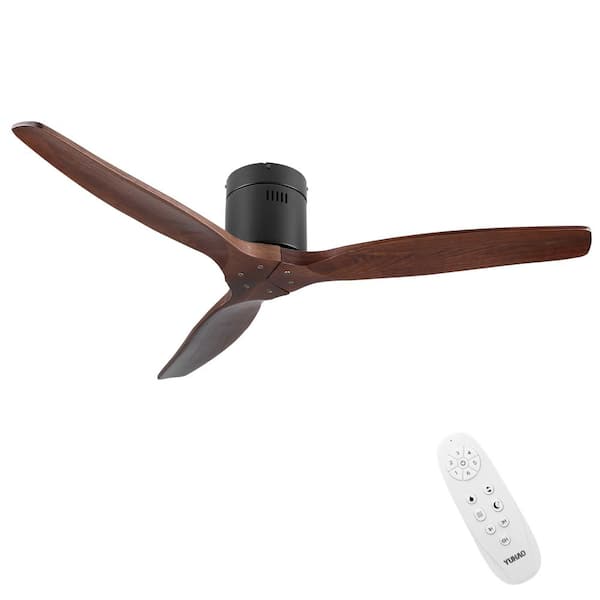 Modern Farmhouse 52 in. Low Profile Ceiling Fan with 3 Solid Wood Blades, DC Reversible Motor without Light