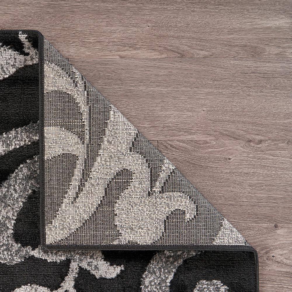 Grace Black and Gray Floral Synthetic Indoor Area Rug