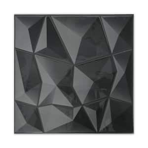 12 in. x 12 in. Black 3D Wall Stickers, Peel and Stick Wall Tile, Vinyl Backsplash for Kitchen (10-Pack)