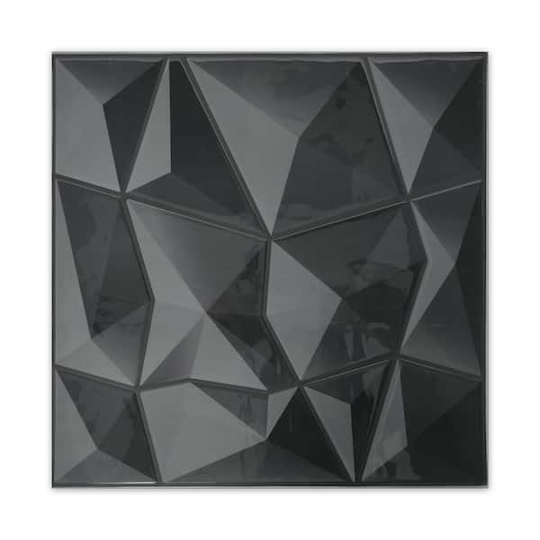 Vsmile 12 in. x 12 in. Black 3D Wall Stickers, Peel and Stick Wall Tile, Vinyl Backsplash for Kitchen (10-Pack)