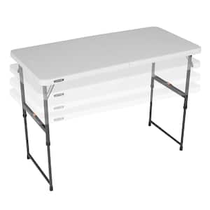 4 ft. One Hand Adjustable Height Fold-in-Half Table Almond