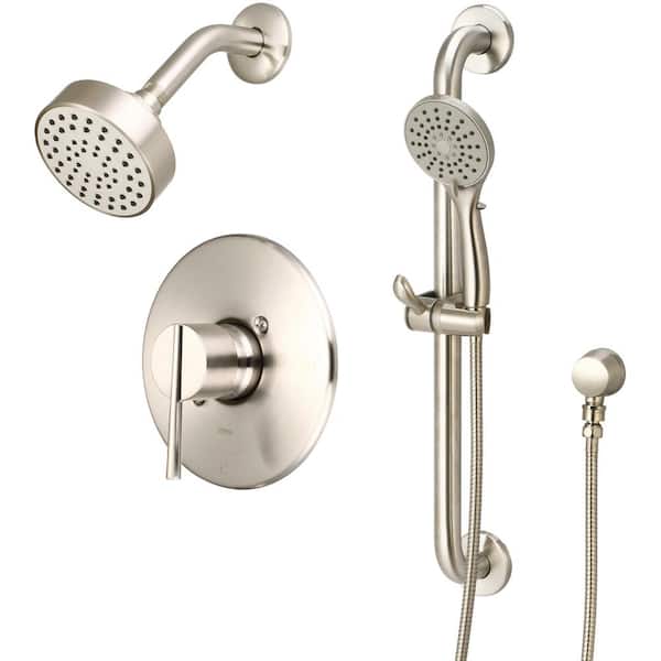 OLYMPIA Single Handle 1-Spray Patterns 3.75 in. Wall Mount Shower Trim Set Handheld Shower Head in PVD Brushed Nickel