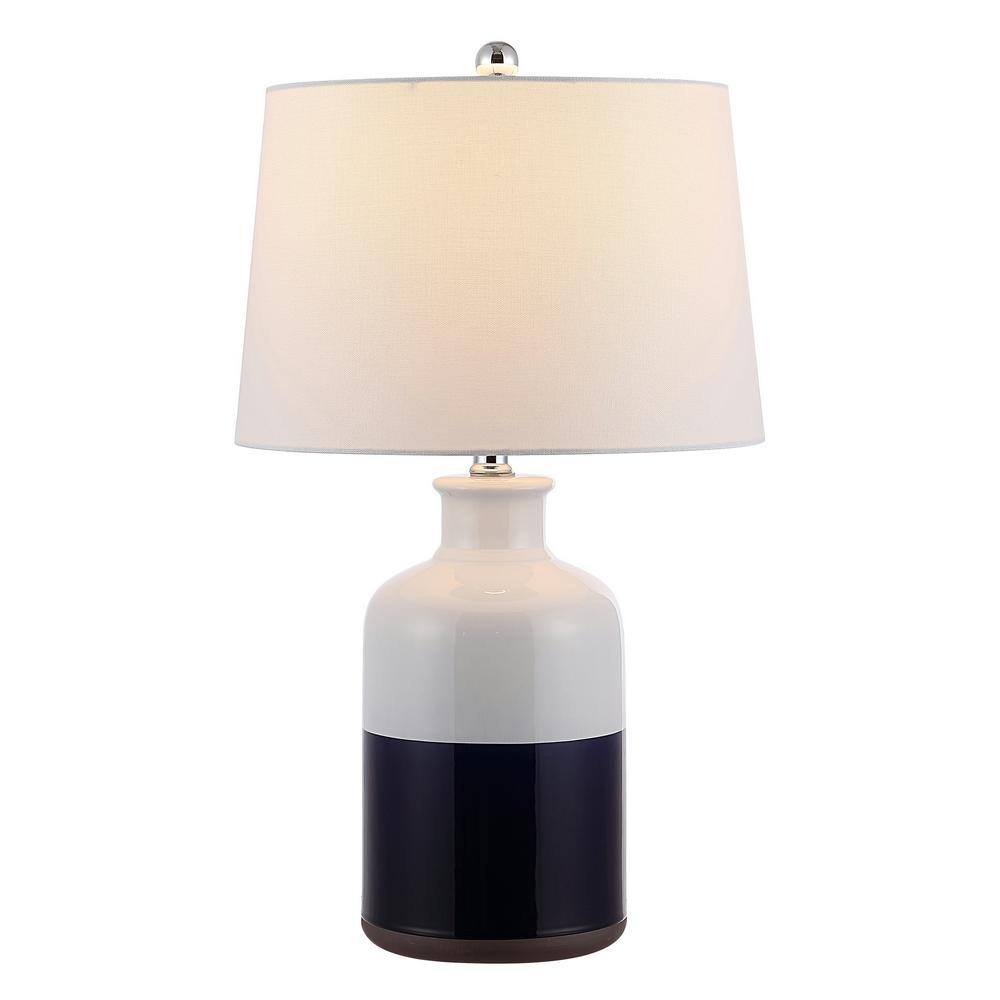 Dani 25.5" White and Navy Ceramic Table Lamp