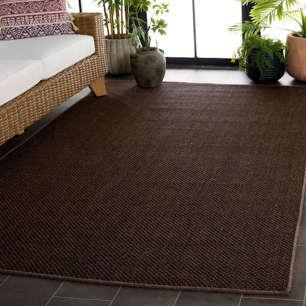 Natural Fiber 8 ft. x 10 ft. Brown/Brown Solid Color Modern Area Rug