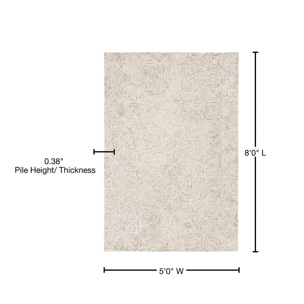 Light Blue Handmade Wool Abstract Area Rug, 5' x 8'