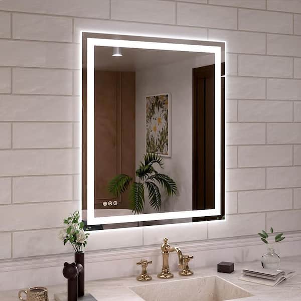 Orliva 30 in. W x 36 in. H Rectangular Frameless LED Wall Bathroom Vanity Mirror