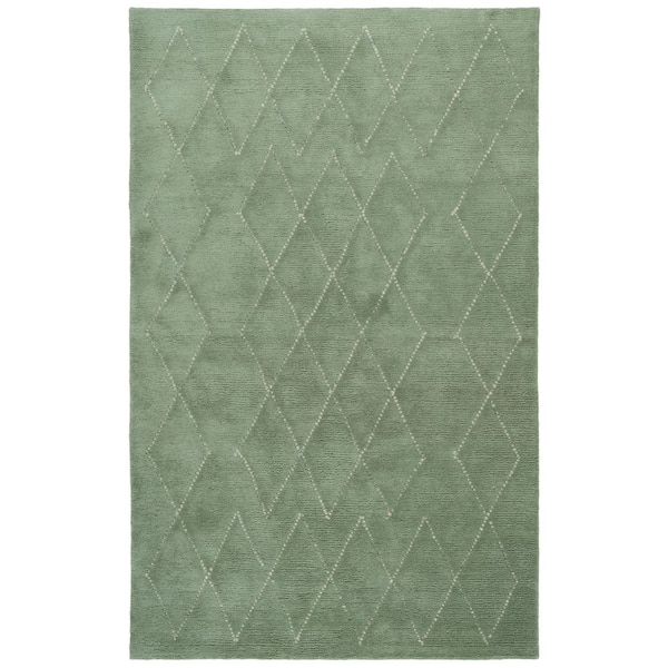 Harvest 8 ft. x 10 ft. Sage/Ivory Diamond Solid Area Rug