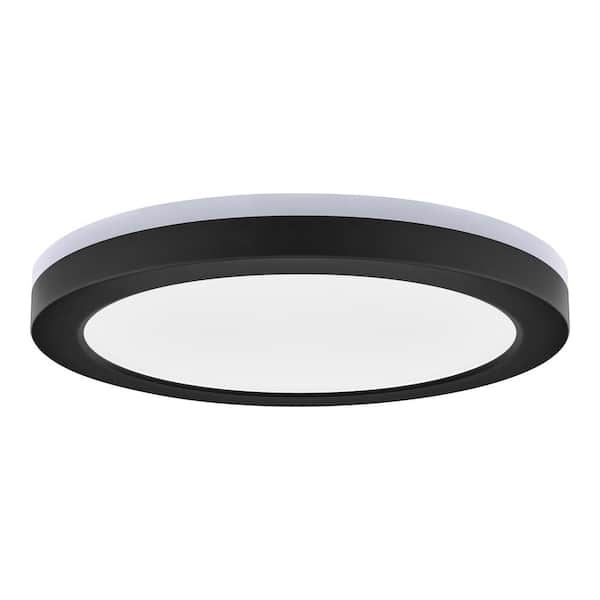 Commercial Electric 12in LED Flush Mount Hubspace Smart CCT and RGB Selectable Matte Black Finish