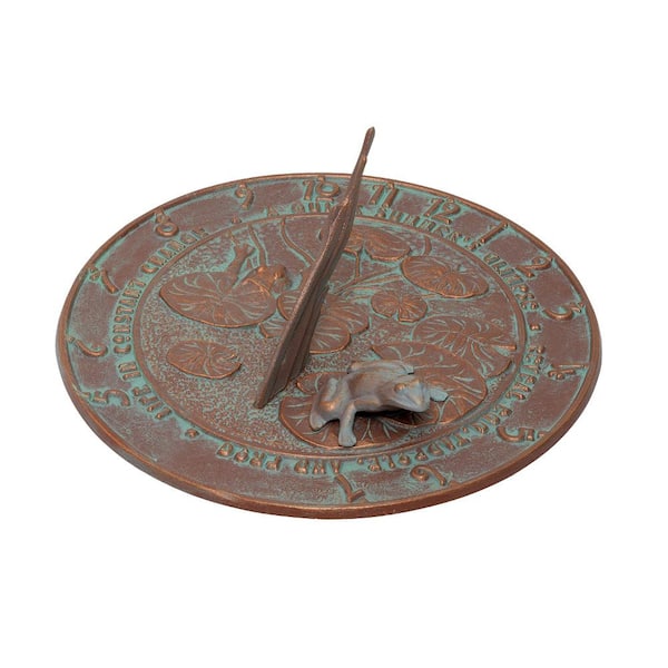 Whitehall Products Copper Verdigris Frog Sundial
