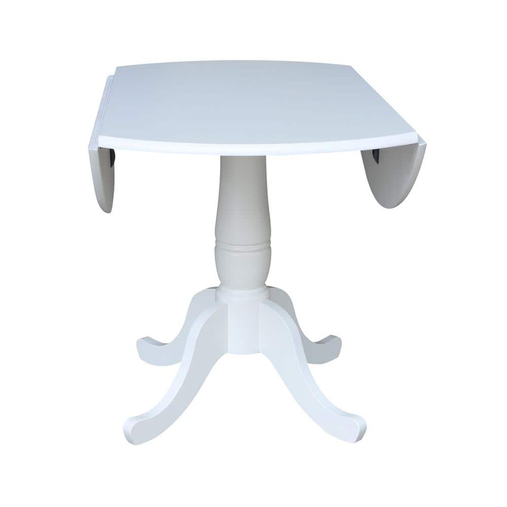 White Round Extendable Solid Wood Dining Table