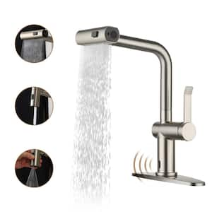 Single Handle Pull Down Sprayer Kitchen Faucet with Motion Sense Wave, Power Boost in Brushed Nickel