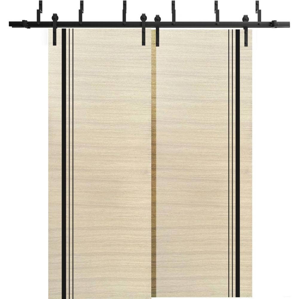 36 in. x 80 in. 2 Panel Natural Veneer Solid Wood with Honeycomb Sliding Barn Door with Hardware Kit price history on PriceWatchPro