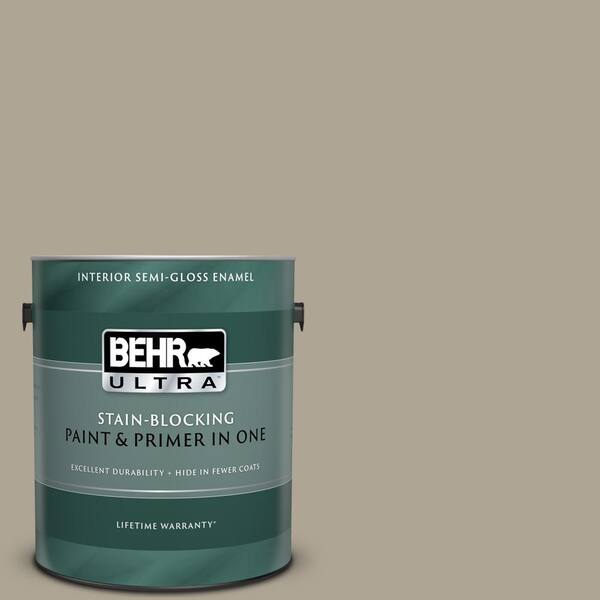 BEHR ULTRA 1 gal. #UL190-6 Stone Walls Semi-Gloss Enamel Interior Paint and Primer in One