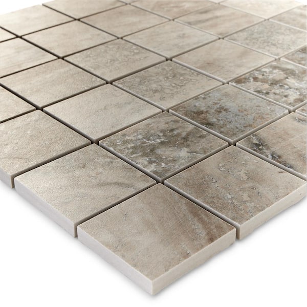 Tufo 12 in. x 12 in. Grey Matte Mosaic Porcelain Wall and Floor Tile (7.68 sq.ft./case)