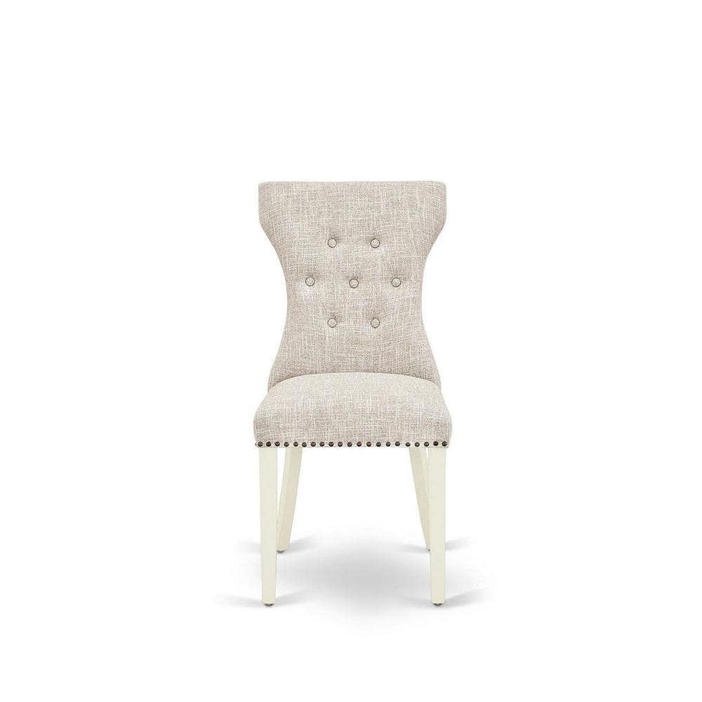 Linen White and Distressed Jacobean 6-Piece Dining Set with Padded Chairs and Bench