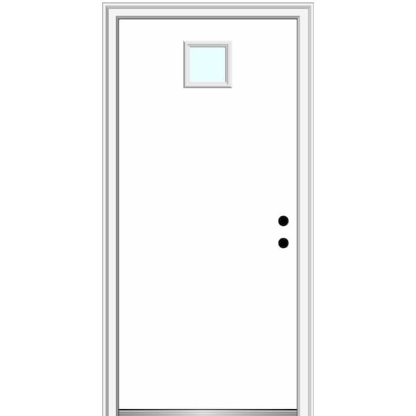 MMI Door 32 in. x 80 in. Classic Left-Hand Inswing 1-Lite Clear Primed Fiberglass Smooth Prehung Front Door on 6-9/16 in. Frame