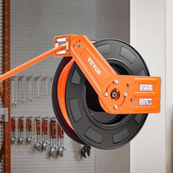 Retractable Air Hose Reel, 1/2 in. x 50 ft. Hybrid Air Hose Max 300PSI, Air Compressor Hose Reel Auto-Rewind with 5 ft.