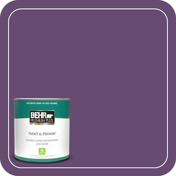 BEHR PREMIUM PLUS 1 qt. #S-G-670 Deep Violet Semi-Gloss Enamel Low Odor Interior Paint & Primer