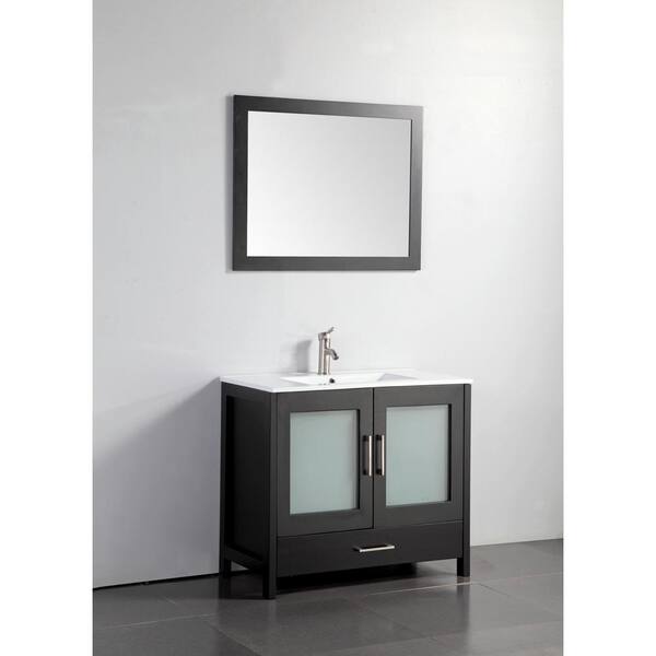 VOLPA USA AMERICAN CRAFTED VANITIES Argentina 36 in. W x 18 in. D x 36 in. H Vanity in Espresso w/ Porcelain Vanity Top in White with White Basin