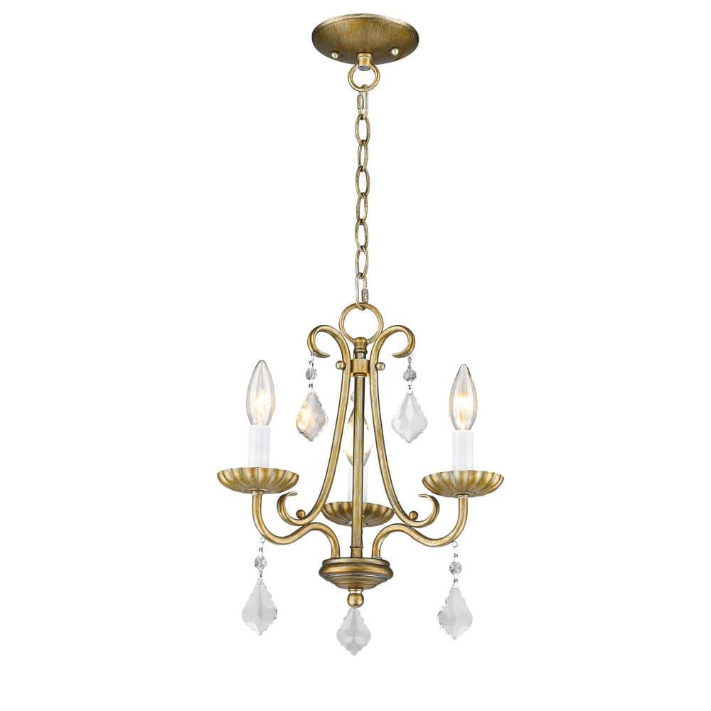 Mini Gold Steel Crystal Candle Chandelier Light