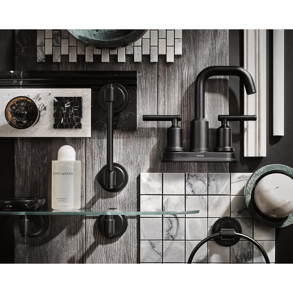 Matte Black Metal Modern Centerset Bathroom Faucet with Drain Assembly