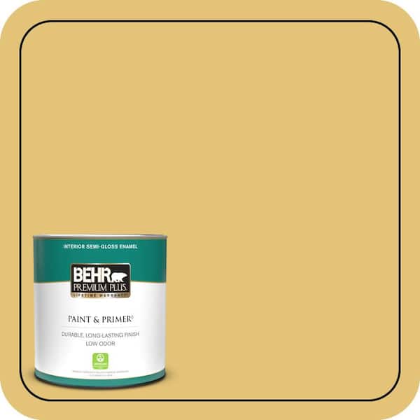 BEHR PREMIUM PLUS 1 qt. #370D-5 Summer Field Semi-Gloss Enamel Low Odor Interior Paint & Primer
