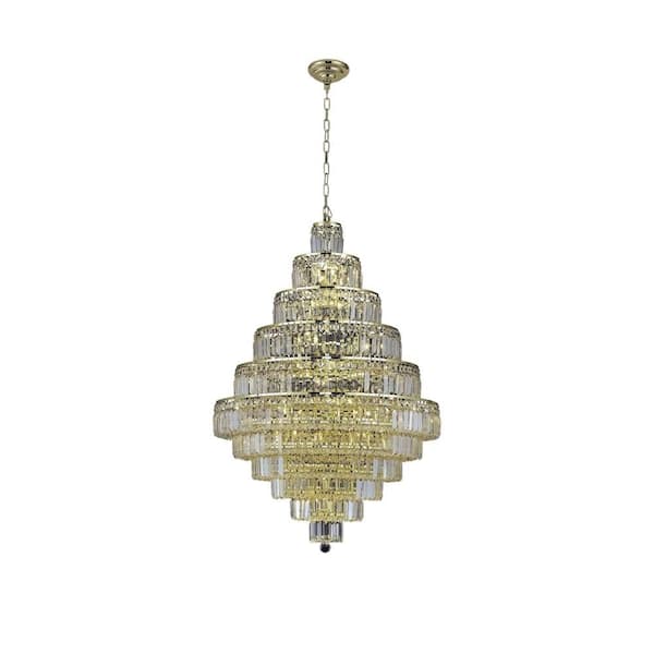 Elegant Lighting 30-Light Gold Chandelier with Crystal Clear